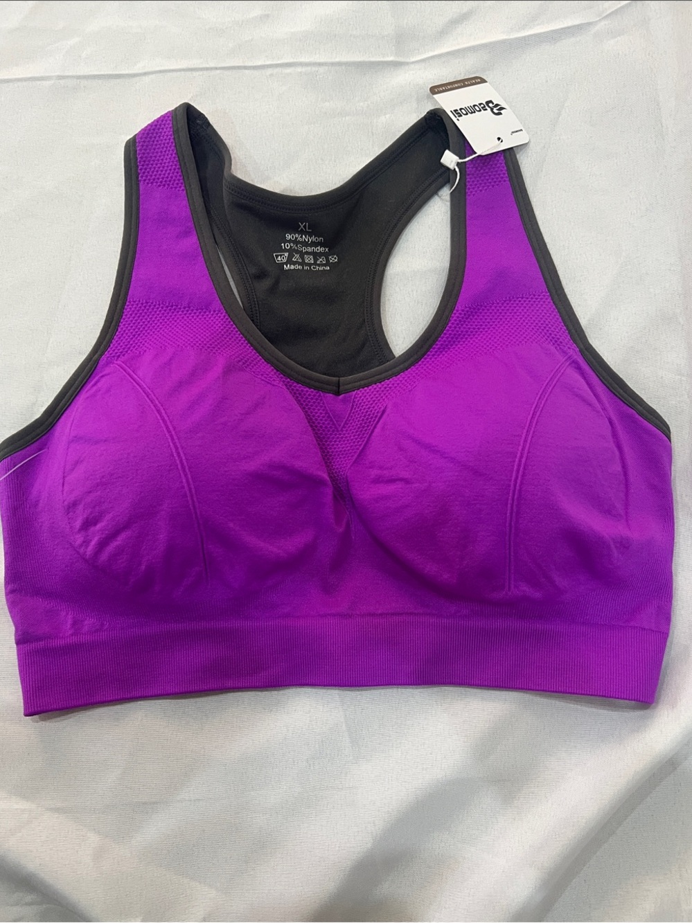 Baomosi Purple/Black Seamless Racerback Sports Bra